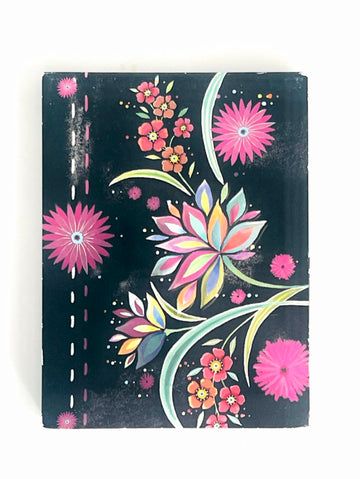 Pocket Florals Notepad with Magnetic Closure Plain Pages - Midnight Flowers
