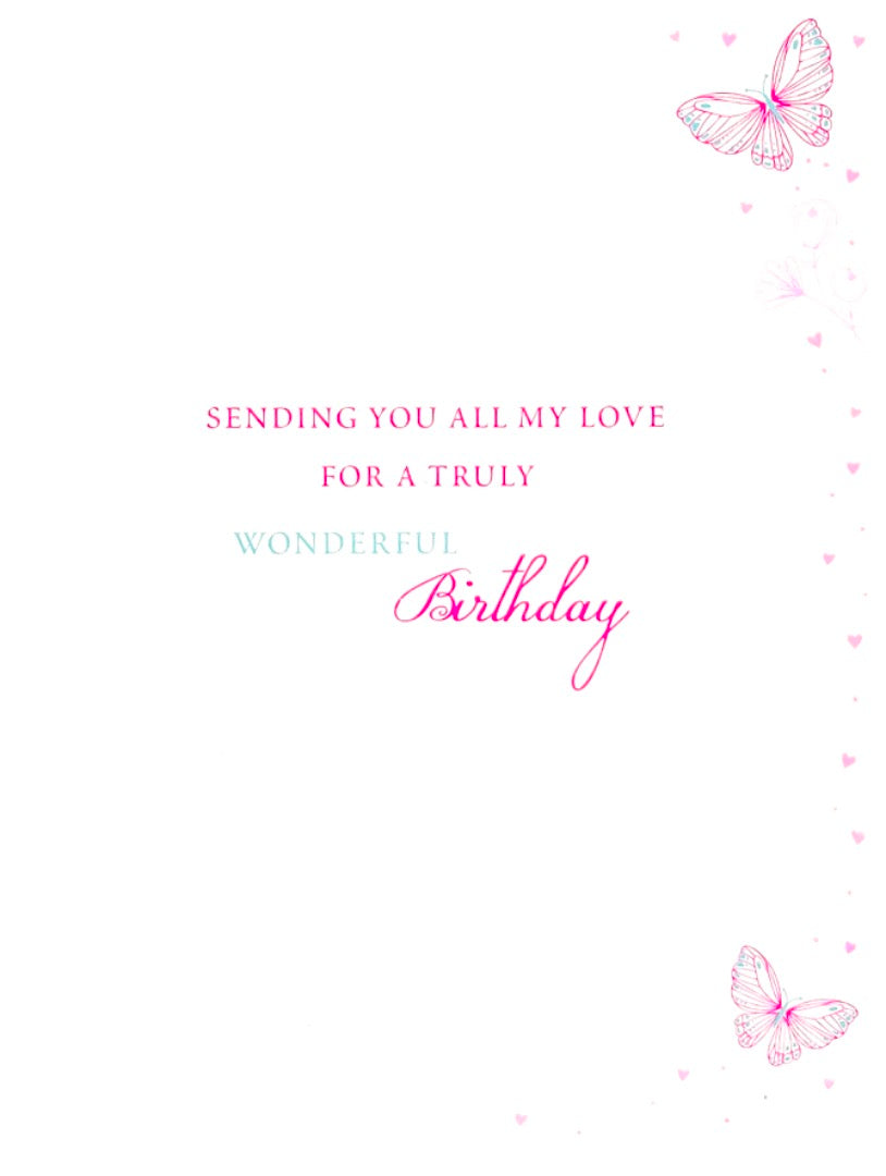 For My Beautiful Wife Birthday With Love Card - Butterflies Flowers and  Heart