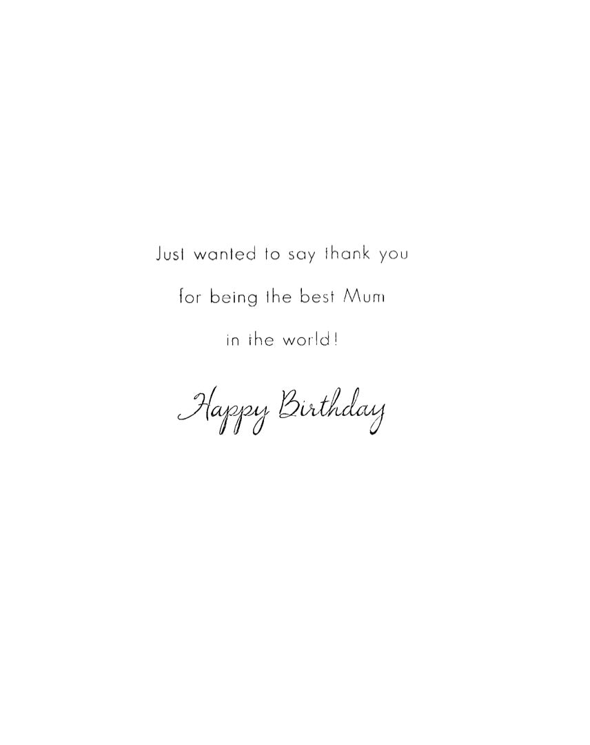 Wonderful Mum on Your Birthday Card - Watercolour Flowers Glitter Art