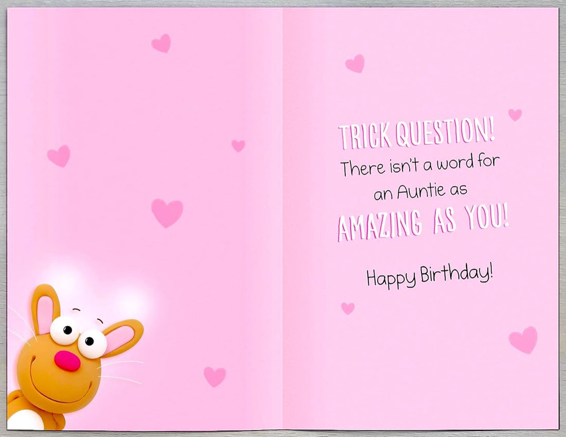 Amazing Auntie Happy Birthday Card - Cute Animated Rabbit