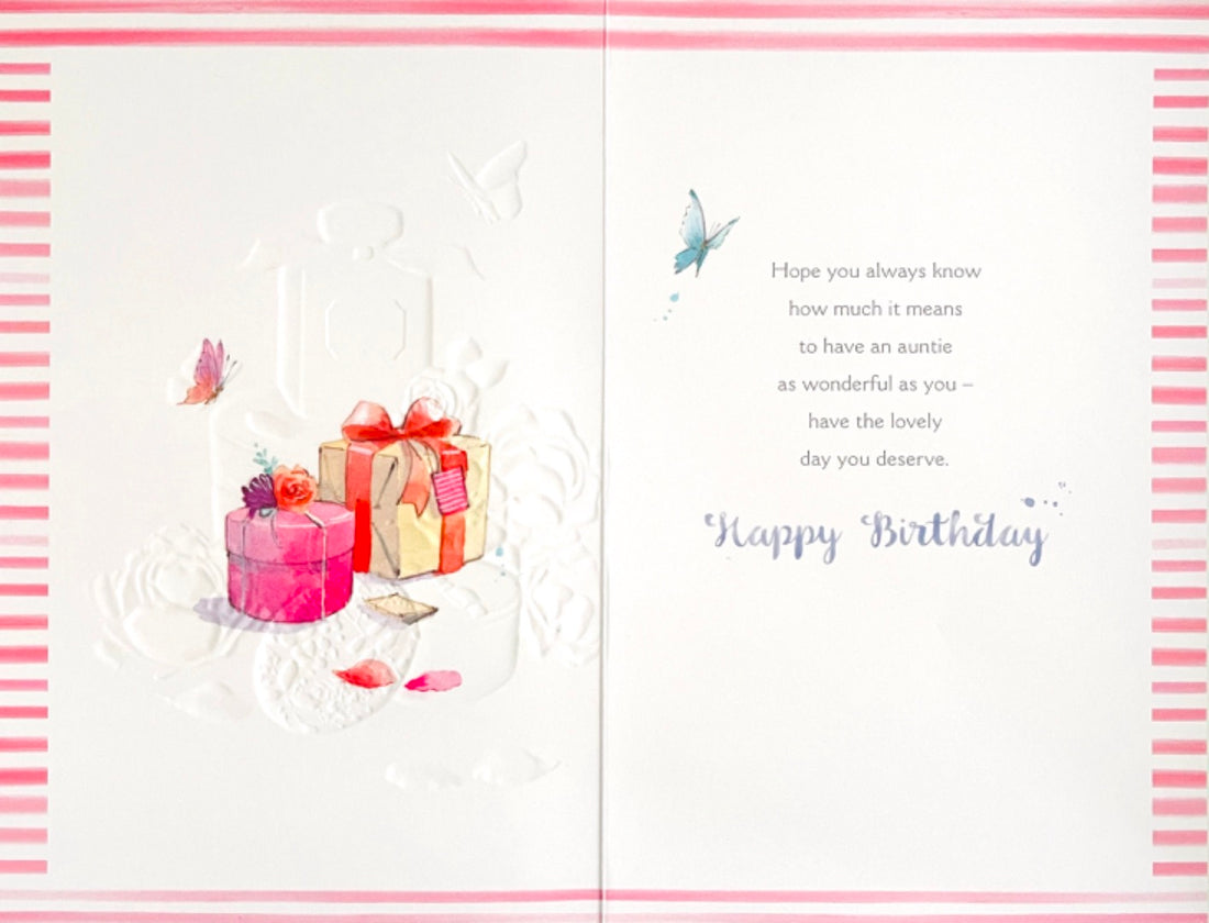 For You Auntie on Your Birthday Card - Watercolour Art Perfume Scent Flowers Gifts