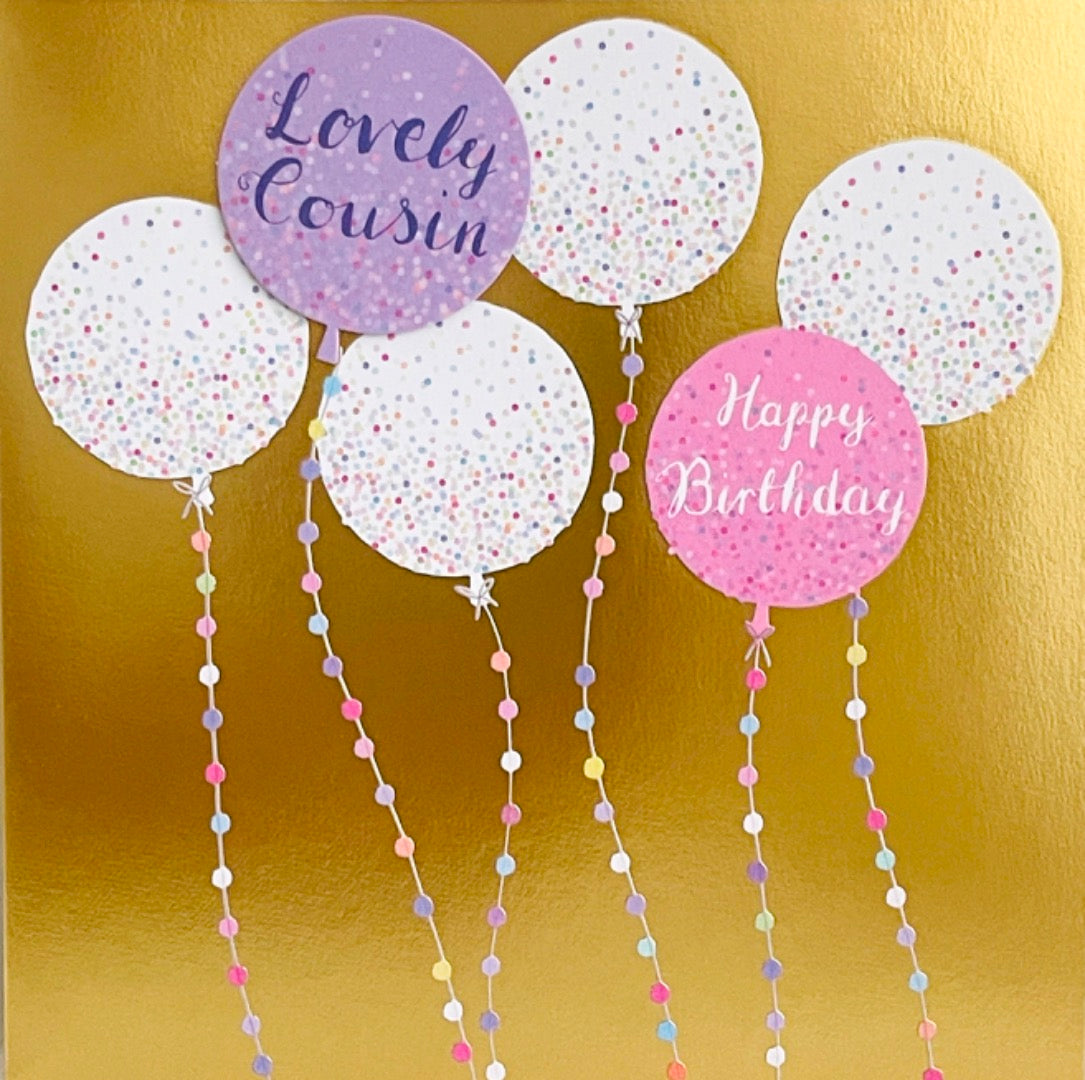 Lovely Cousin Happy Birthday Card Amazing You - Modern Contemporary 3D Balloons
