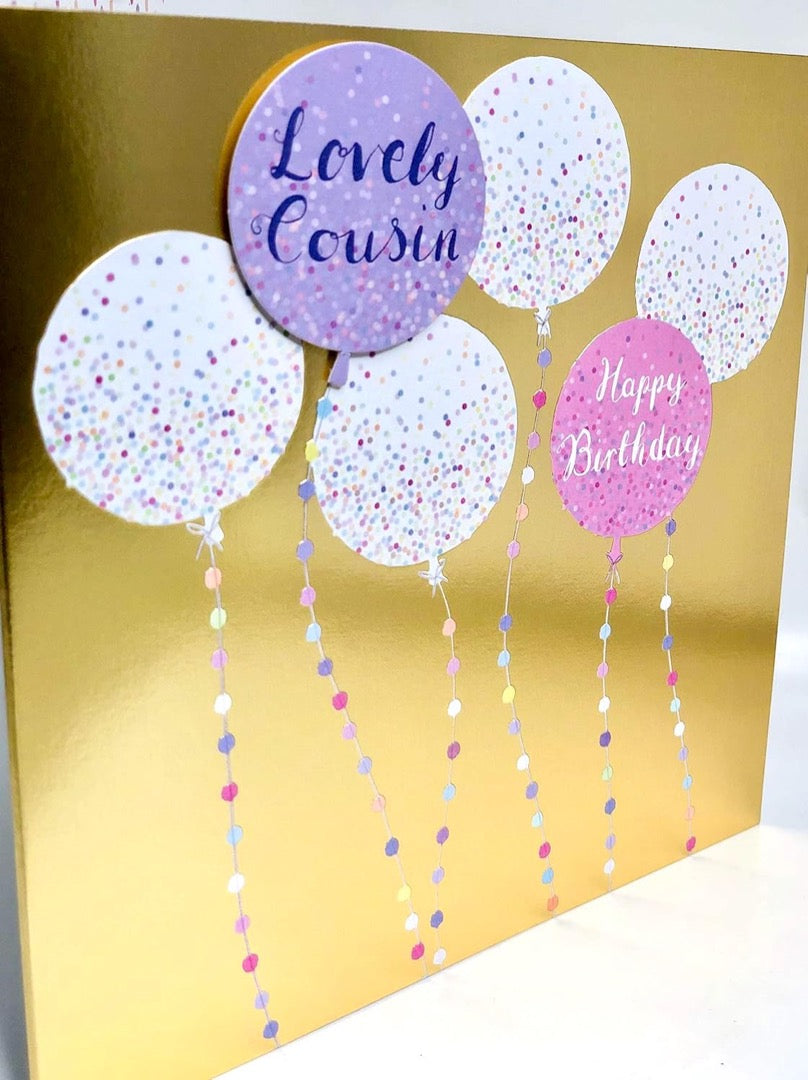 Lovely Cousin Happy Birthday Card Amazing You - Modern Contemporary 3D Balloons