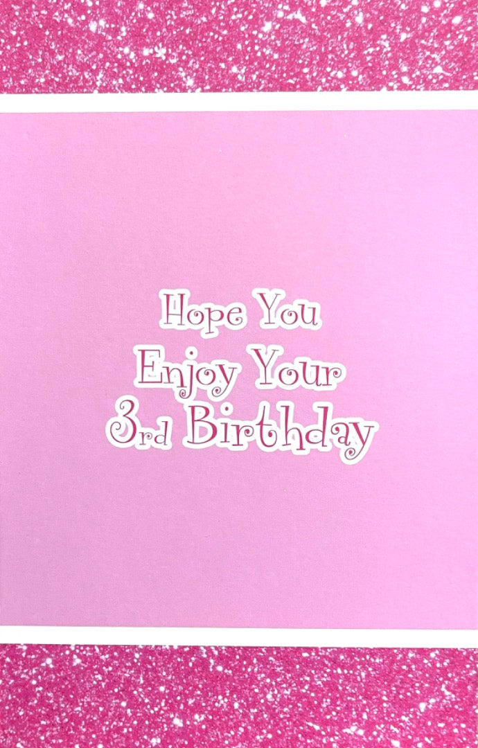 3 Today Happy 3rd Birthday Card Princess Tiara and Wand with Glitter Age 3