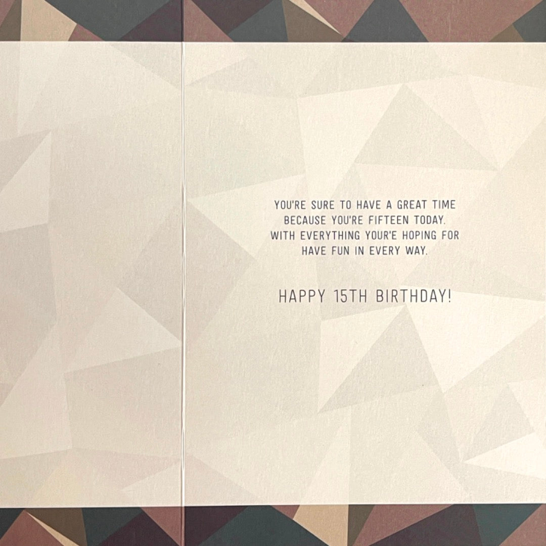 15 Today Happy 15th Birthday Card Contemporary Modern Camouflage Geometric Art