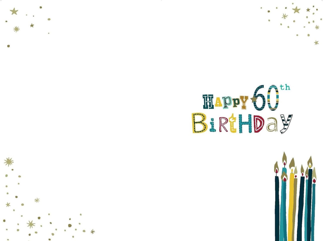 On Your 60th Birthday Greeting Card - Candles and Sparkle Foil Embossed Art