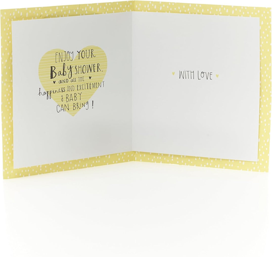 It's Baby Shower Time Greeting Card For Mum To Be - Contemporary Chic Gold Umbrella with Black Bow