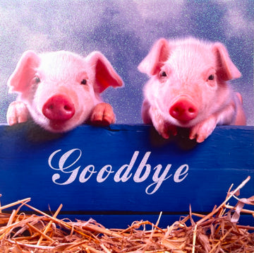 Goodbye Sorry You're Leaving Greeting Card Two Little Piglets with Glitter