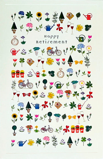 Happy Retirement Congratulations Greeting Card - Enjoy Hobbies Cycling Gardening Flowers Wine