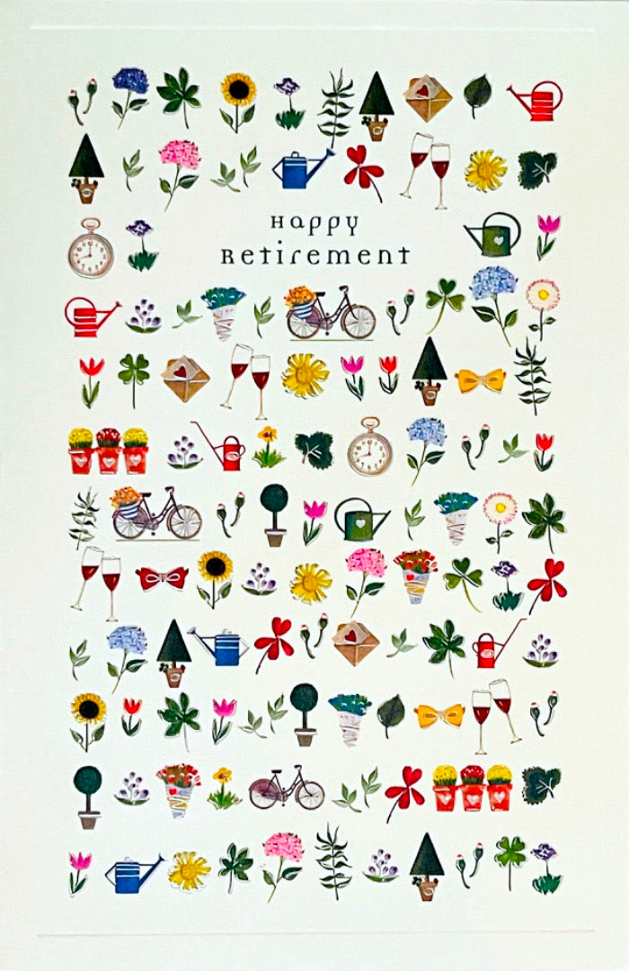 Happy Retirement Congratulations Greeting Card - Enjoy Hobbies Cycling Gardening Flowers Wine