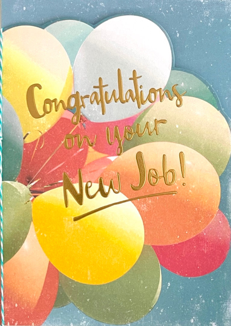 Congratulations On Your New Job Greeting Card - Colourful Balloons - Lovely Verse