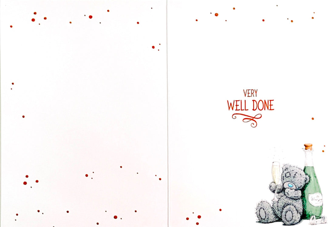 Me To You Tatty Teddy Bear Many Congratulations Well Done Card - Champagne Shower