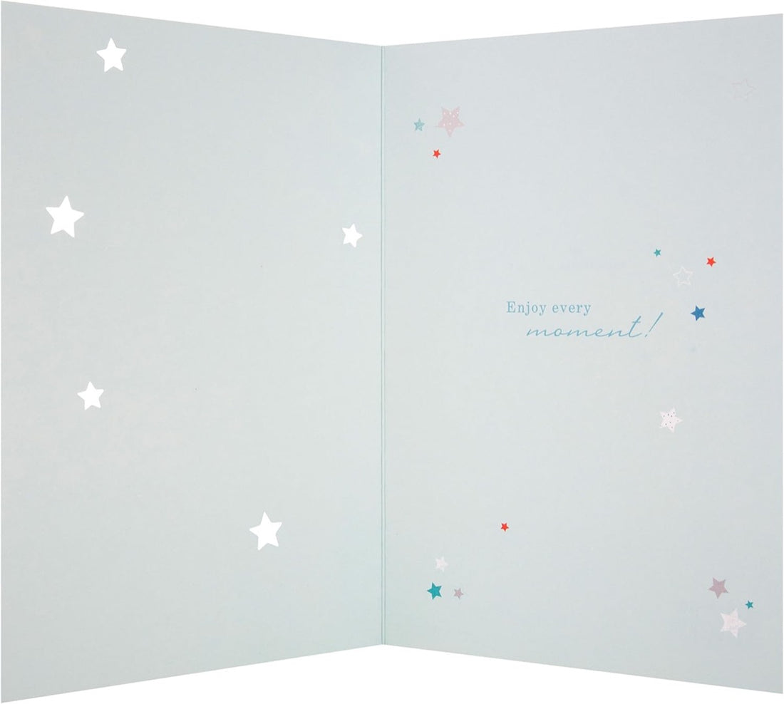 It's Time To Celebrate Modern Contemporary Greeting Card - Enjoy Every Moment - Die Cut Stars
