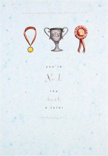 The Best No.1 Winner Contemporary Card - Trophy Award Well Done - Celebrating You