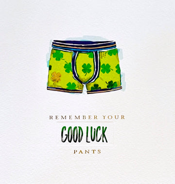 Remember Your Good Luck Pants Luxury Foil Embossed Contemporary Blank Card - Lucky Clover