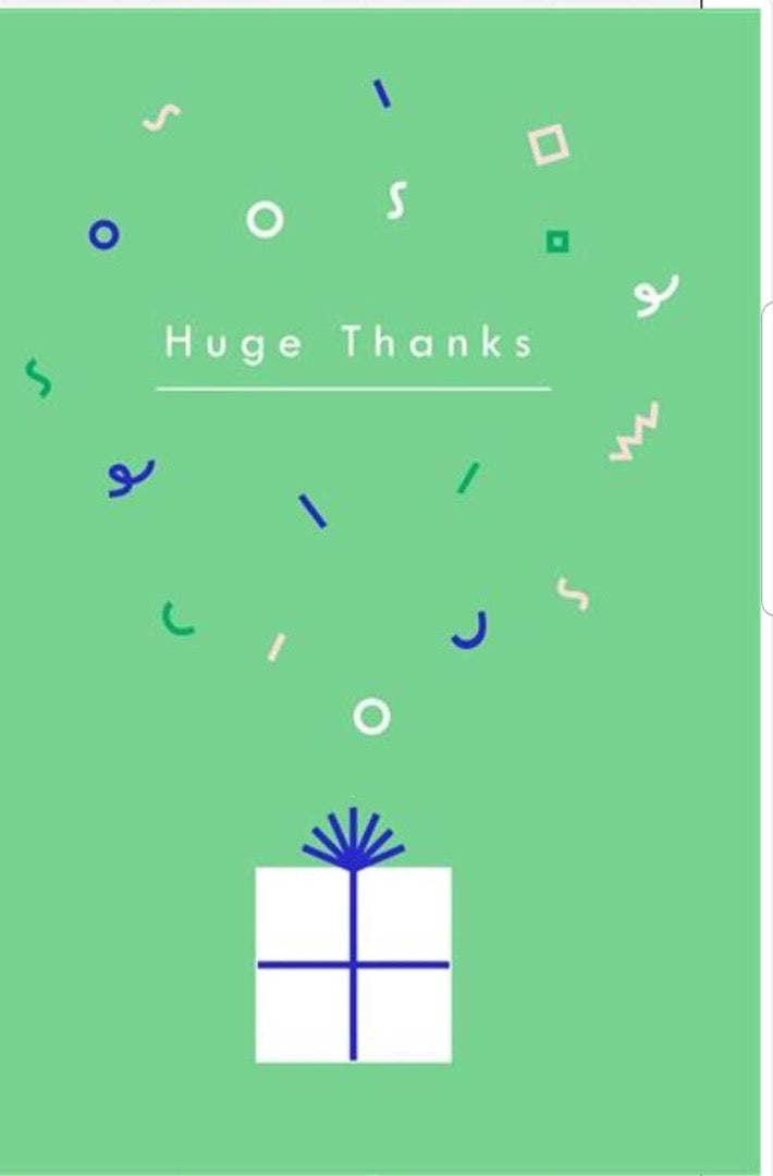 Huge Thanks Modern Contemporary Greeting Card - Gift and Confetti