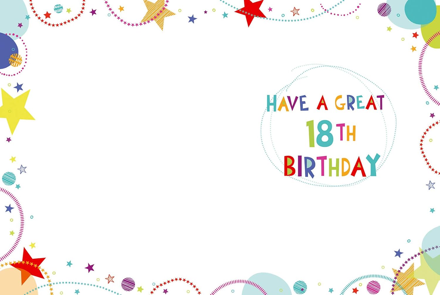Happy 18th Birthday To You Extra Large Greeting Card Age 18 - Colourful Stars Artwork