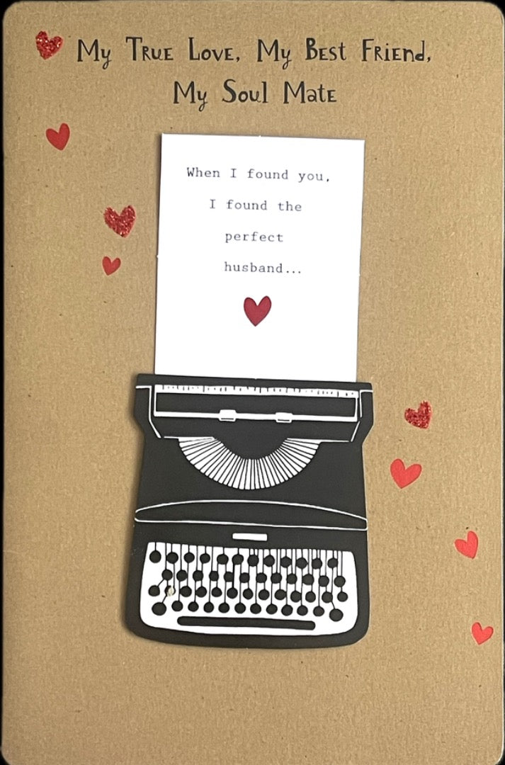 Husband My True Love Best Friend Soul Mate Love Letter Typewriter Contemporary Birthday Card