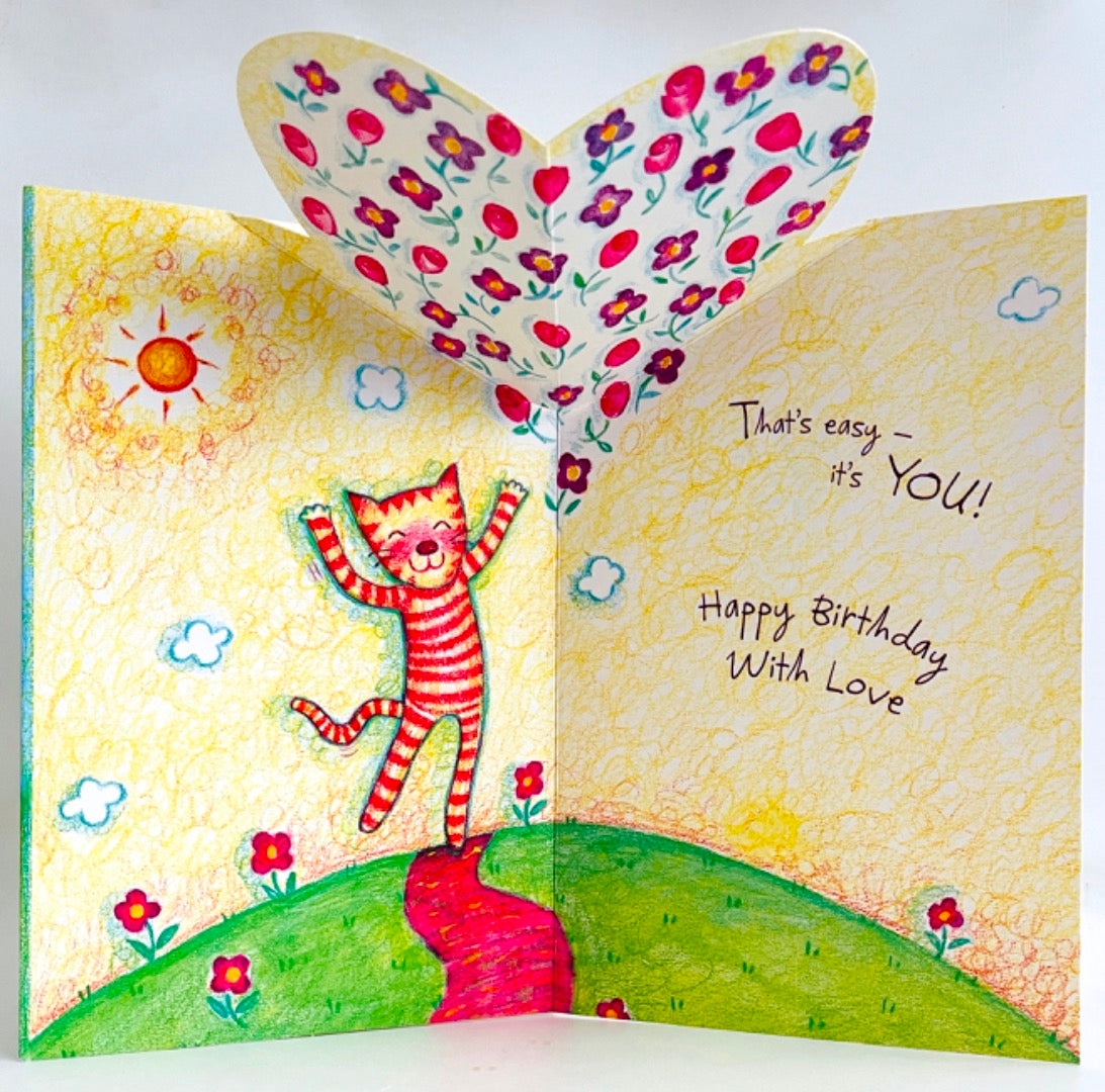 Nannie a Little Birthday Poem Card - Roses are Red - Ginger Cat Pop-Up Heart Art