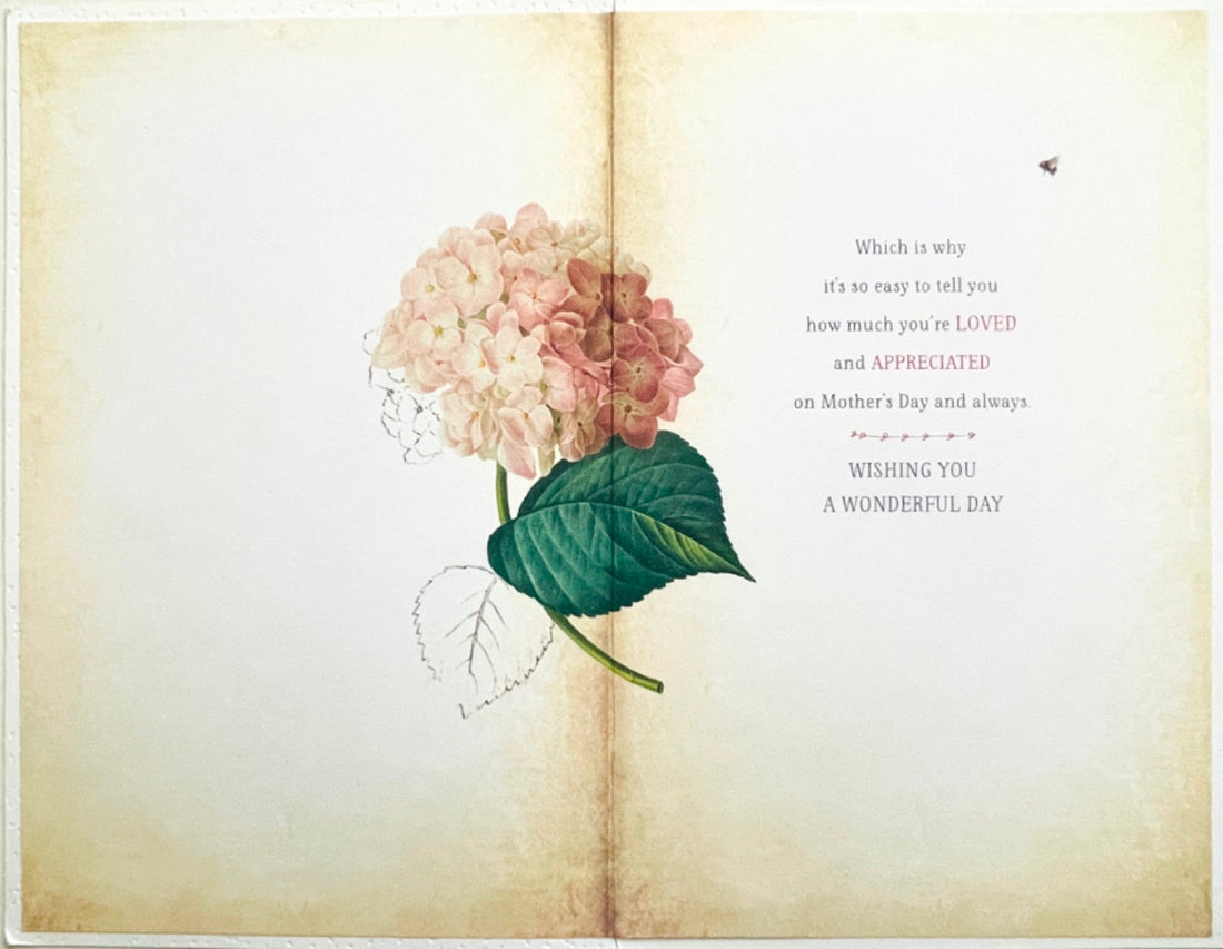 Just For You Nana on Mother's Day Card - Hydrangea Flower Art - RHS Royal Horticultural Society