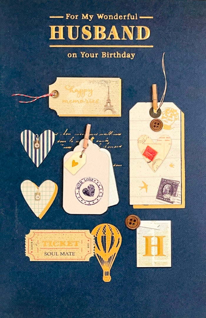 To My Wonderful Husband Happy Birthday Card with Sentimental Verse Memories Soul Mate