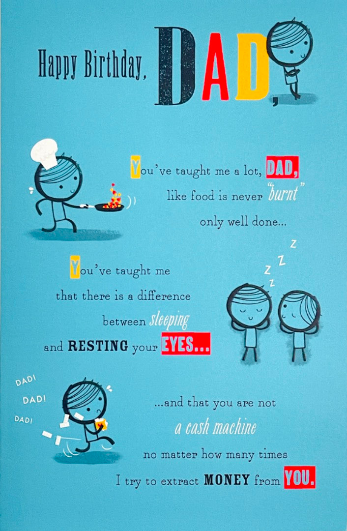Happy Birthday Dad Card Funny Humour Thanks For All Your Advice and Wisdom