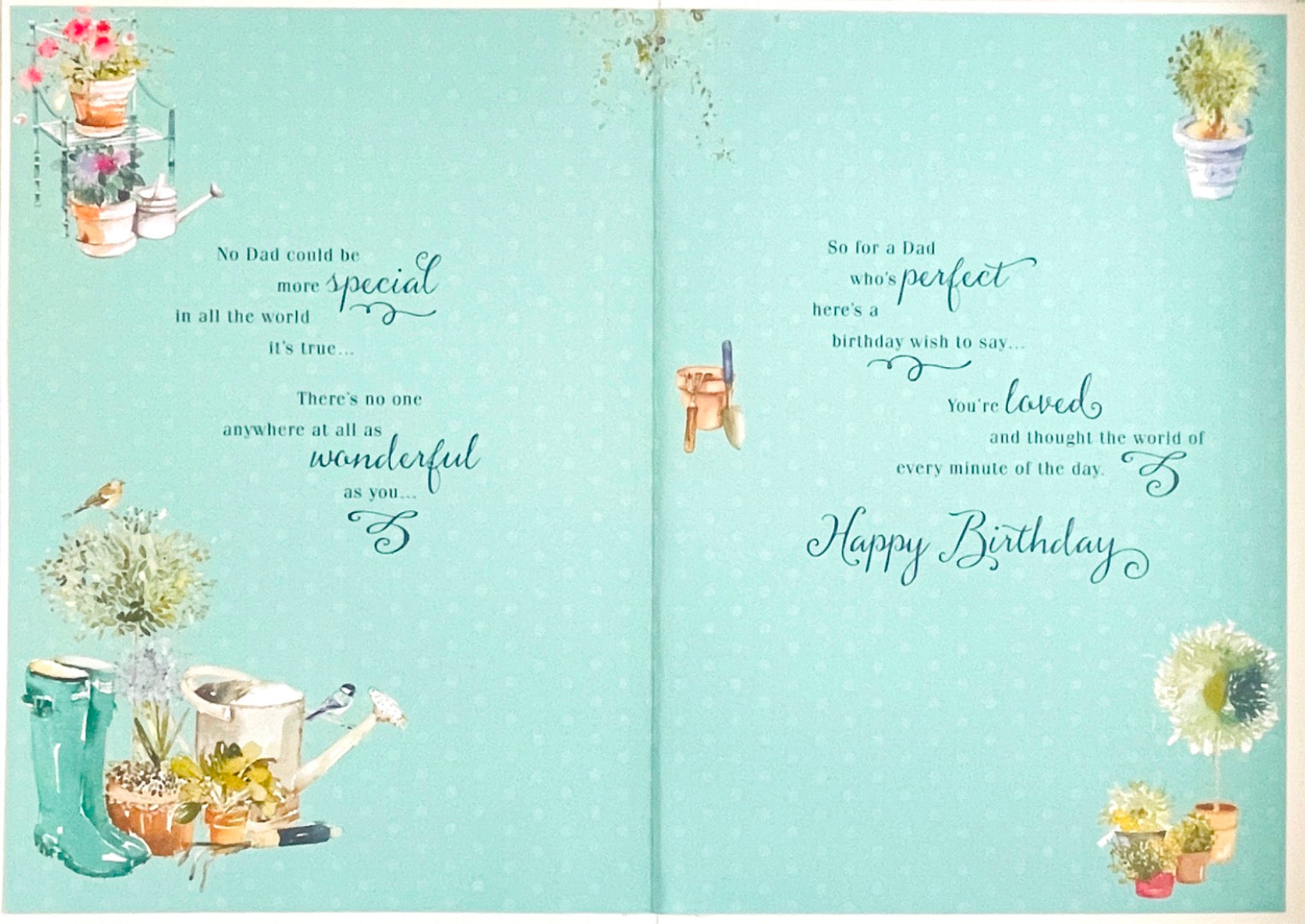 Dad Happy Birthday with Love Card - Lovely Verse - Gardening Watercolour Art