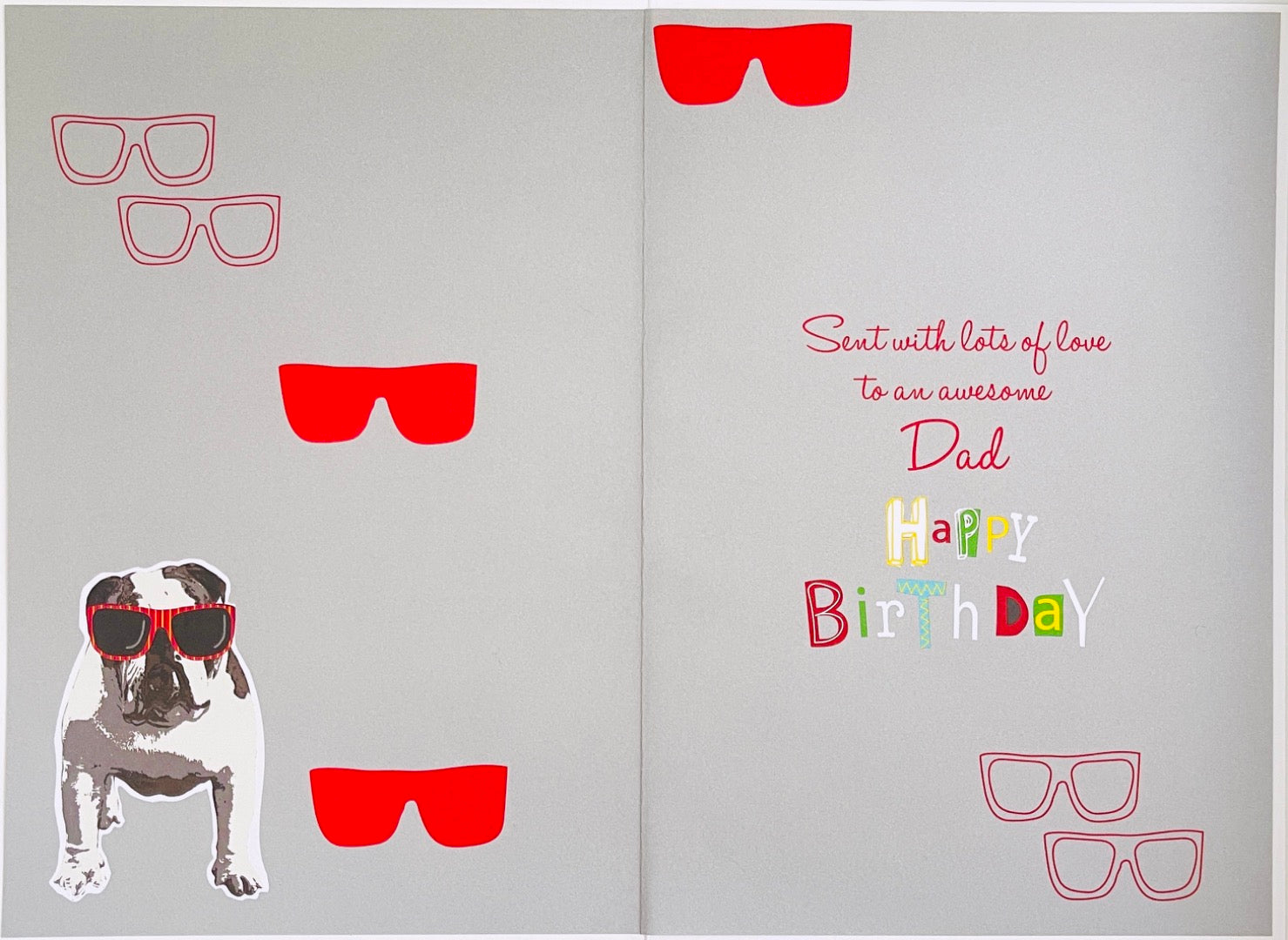 To A Cool Dad Happy Birthday Card - Awesome Bulldog wearing Sunglasses Shades