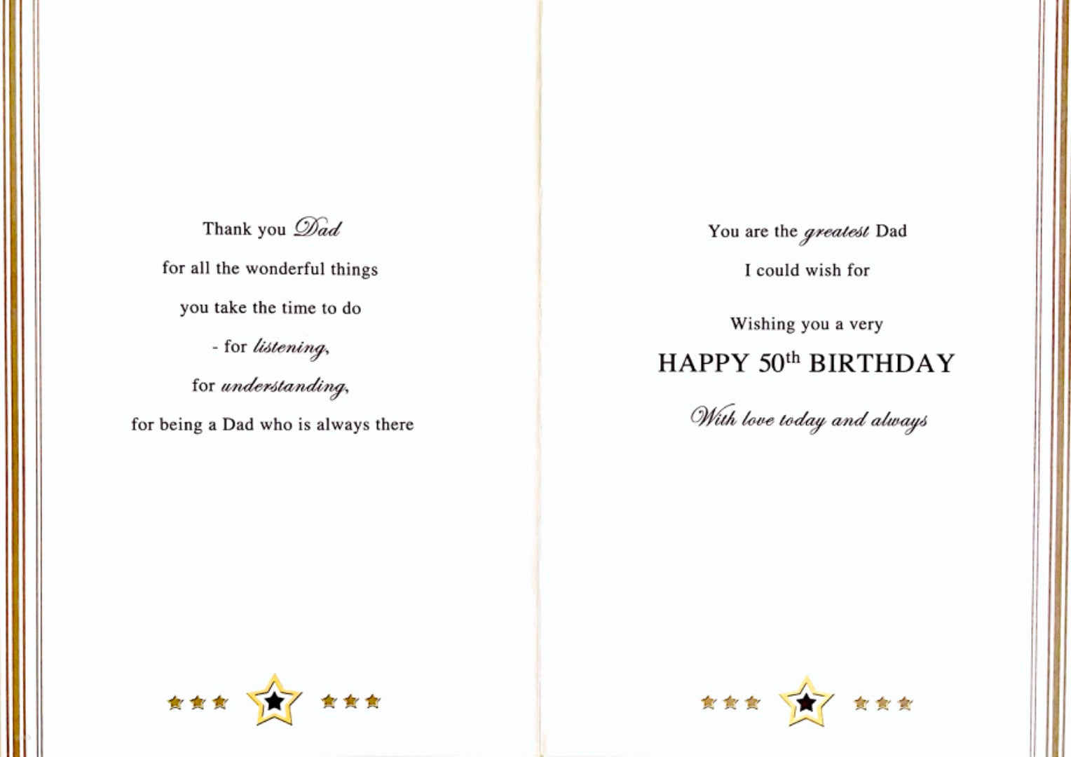 Special Dad Happy 50th Birthday Card - Lovely Verse - Gold Foil Emboss