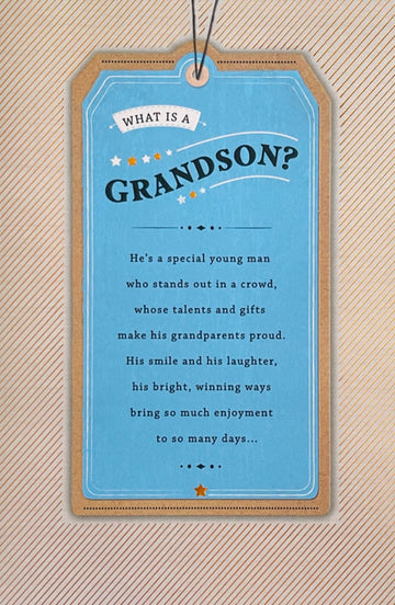 What Is A Grandson Happy Birthday Card - Young Man Proud Bright Favourite - Gold Foil