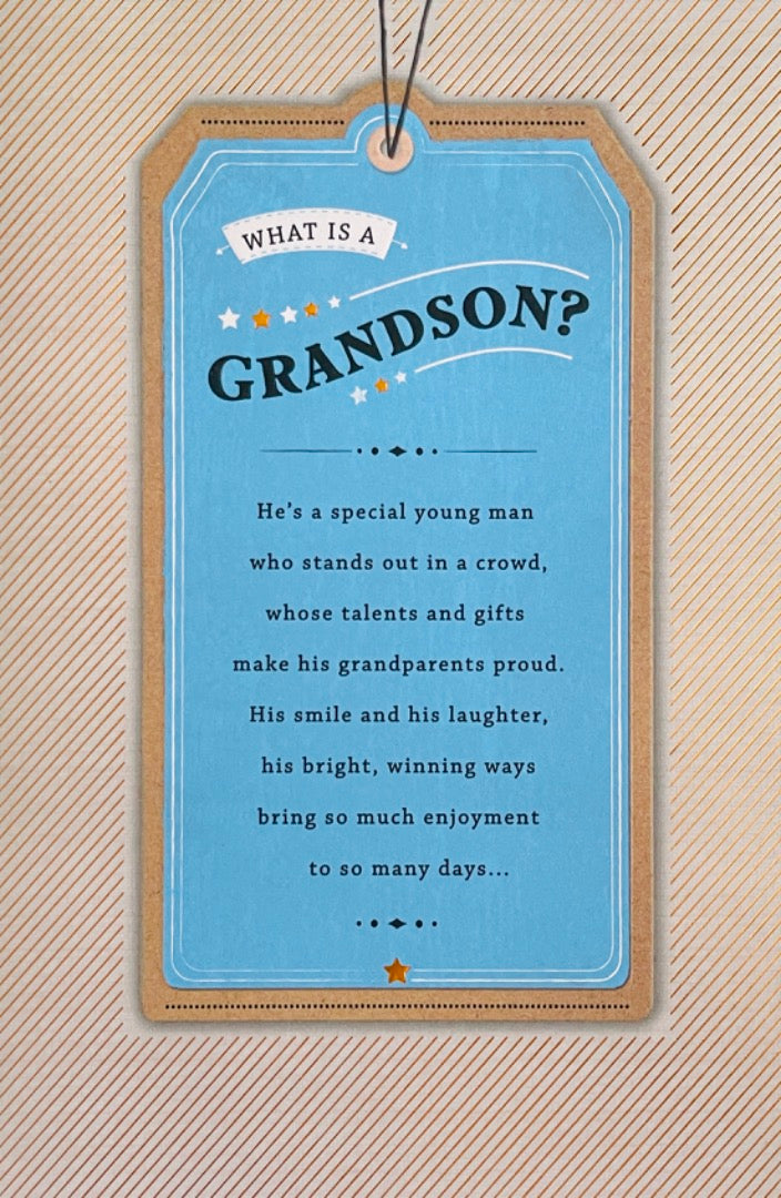 What Is A Grandson Happy Birthday Card - Young Man Proud Bright Favourite - Gold Foil