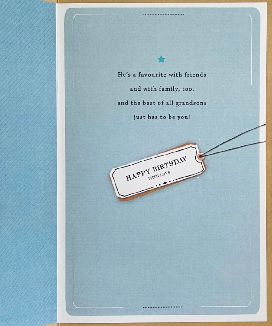 What Is A Grandson Happy Birthday Card - Young Man Proud Bright Favourite - Gold Foil