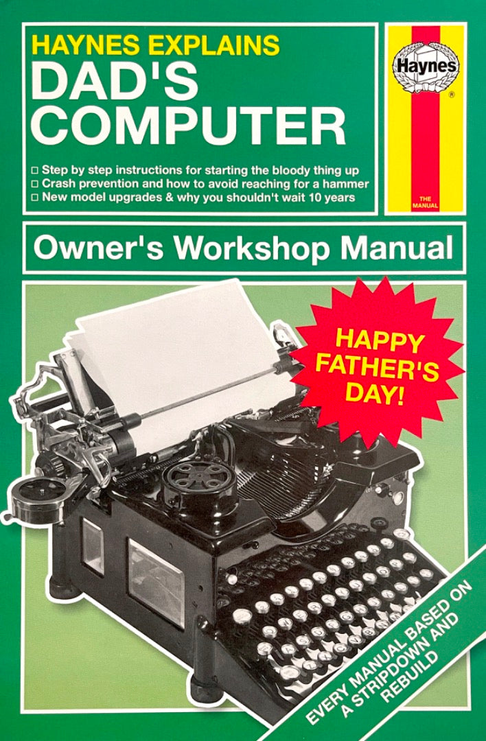Happy Fathers Day Card Haynes Explains Dad Computer Owners Workshop Manual Funny Humour Retro