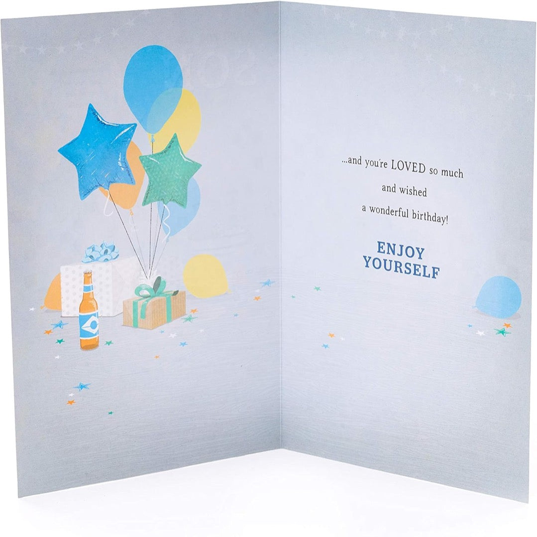 Son To Be Proud Of Birthday Card Personalise For Age 18th, 21st, 30th Party Cake Drinks Gifts Balloons Art