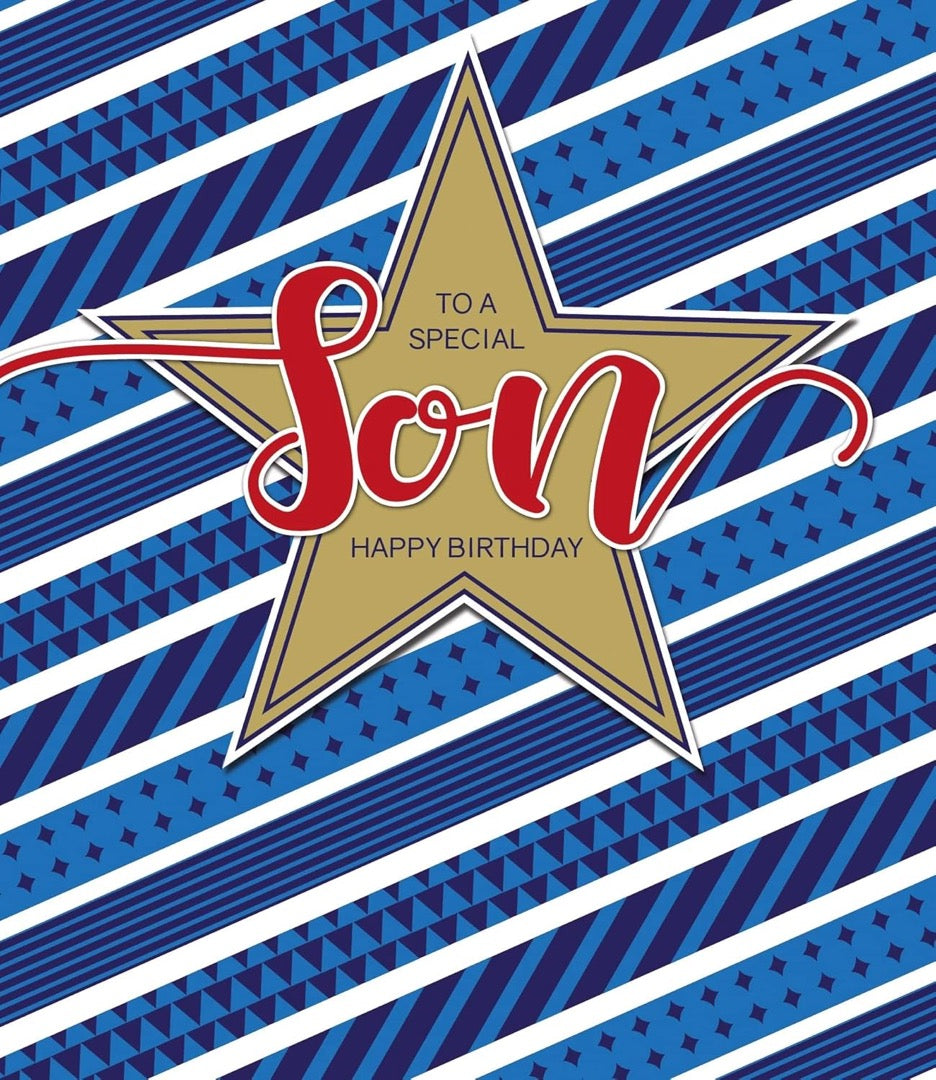 To A Special Son Happy Birthday Card with Love Brilliant Gold Star Contemporary Design
