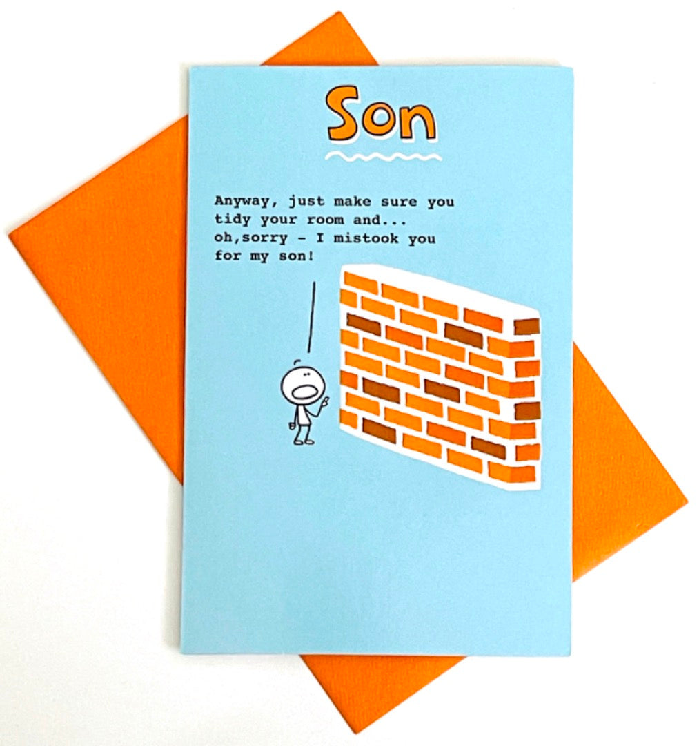 Son Happy Birthday Card Tidy Your Room Talking To A Brick Wall Funny Humour