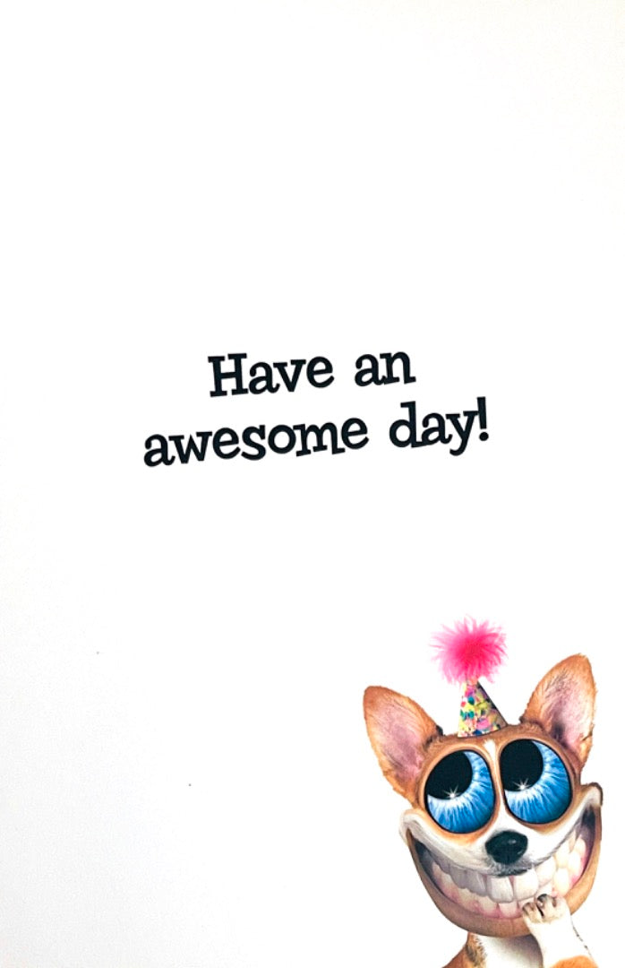 Awesome Son Its Your Birthday Card Celebrate Go Crazy Dog Party Funny Humour