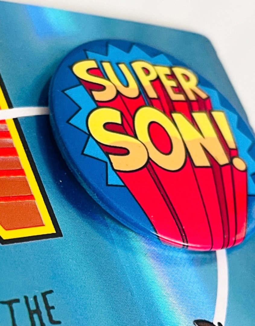 Our Super Duper Son Birthday Card with Keepsake Badge Greatest No.1 Funny Humour