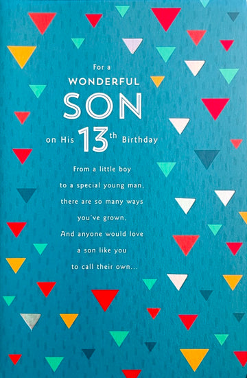 Wonderful Son Happy 13th Birthday Card Special Verse Contemporary Design Age 13