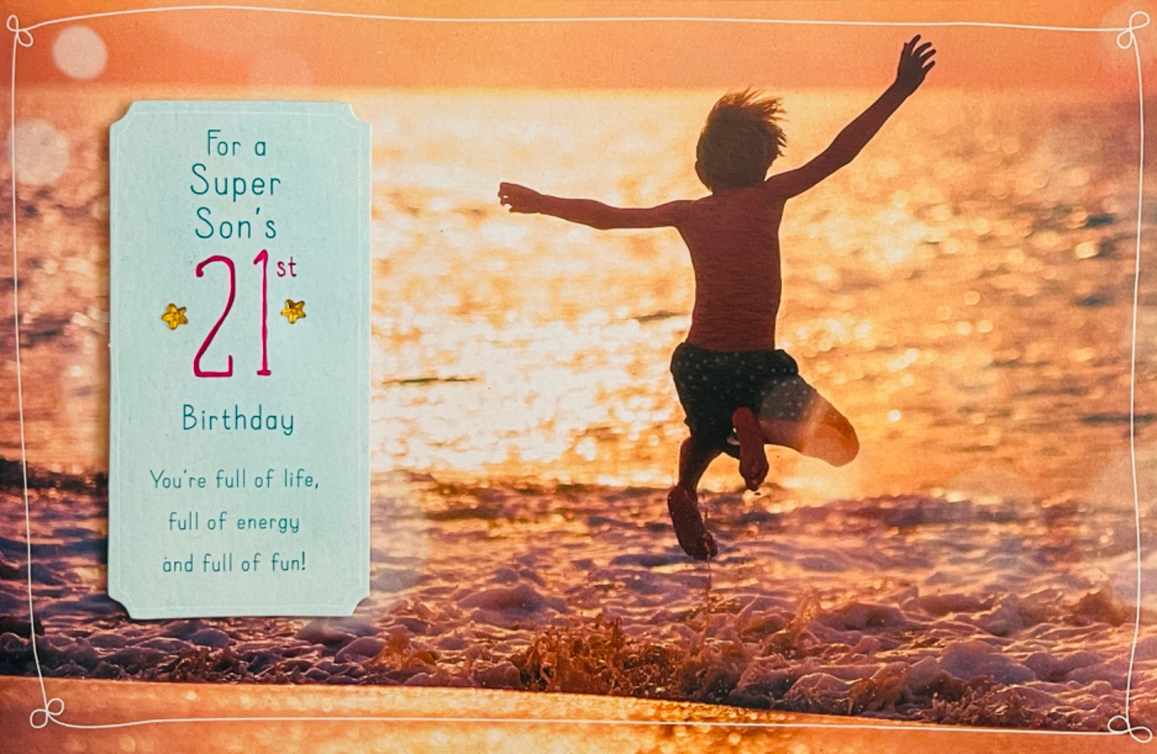 Son Happy 21st Birthday Card Special Words Proud Curious Clever Sunset Beach Age 21