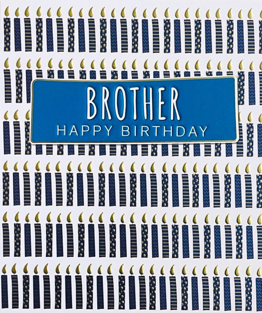 Brother Happy Birthday Card Sent With Love Gold Foil Candles Contemporary Design