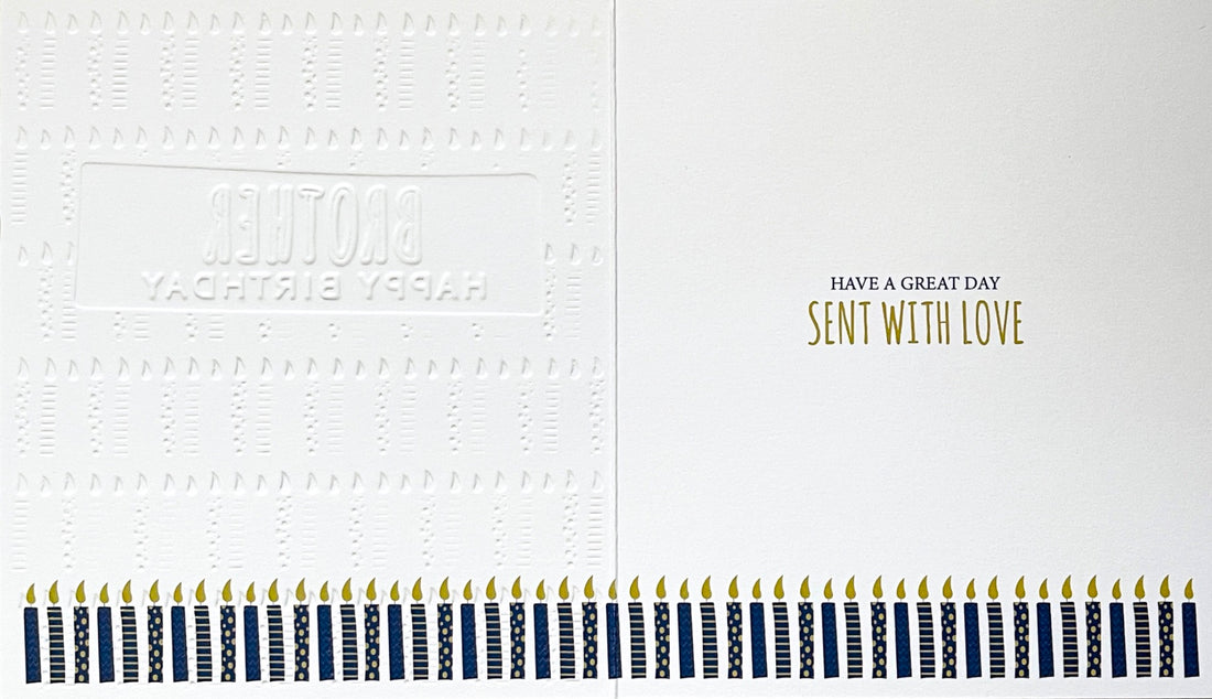 Brother Happy Birthday Card Sent With Love Gold Foil Candles Contemporary Design