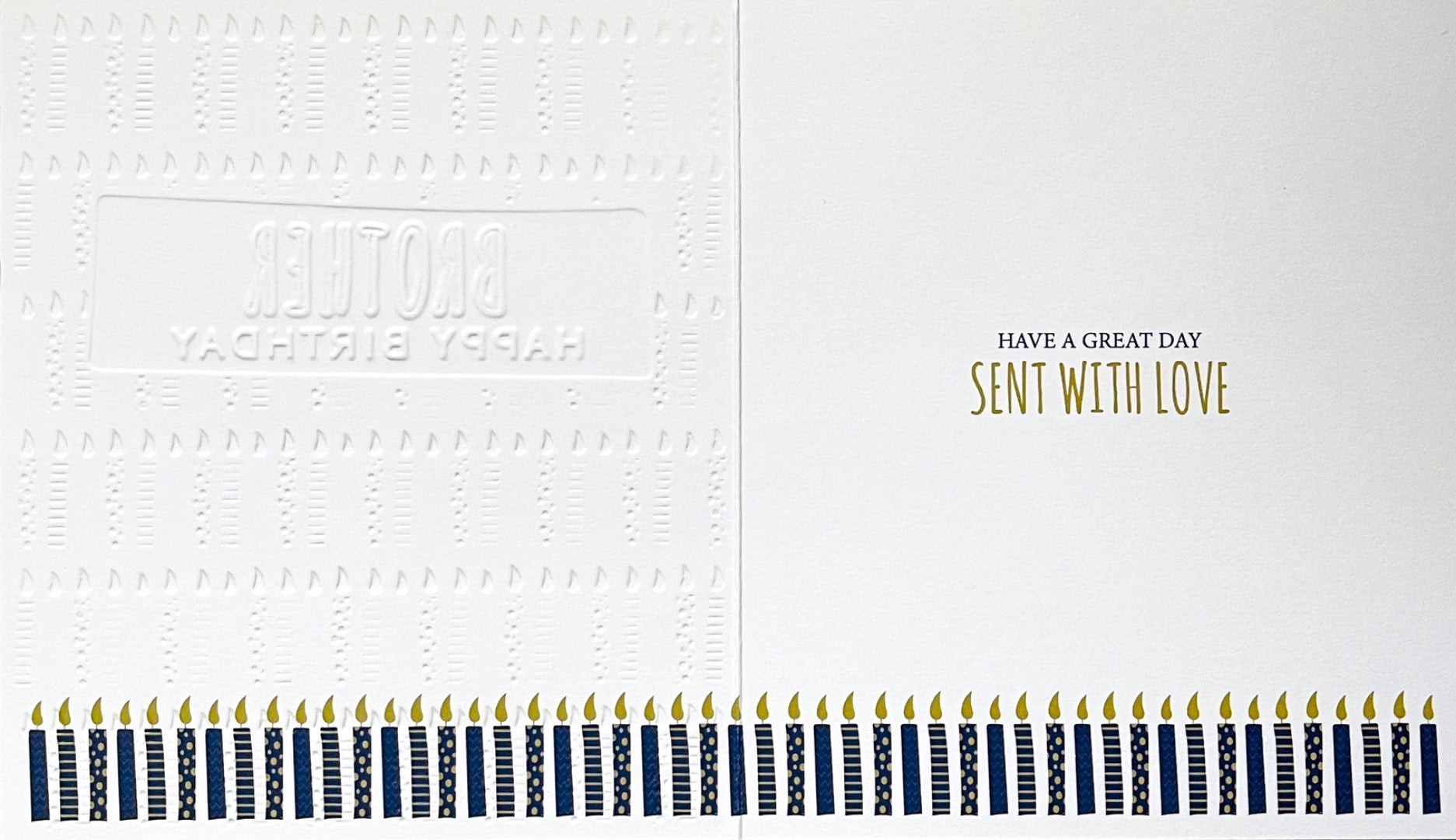Brother Happy Birthday Card Sent With Love Gold Foil Candles Contemporary Design