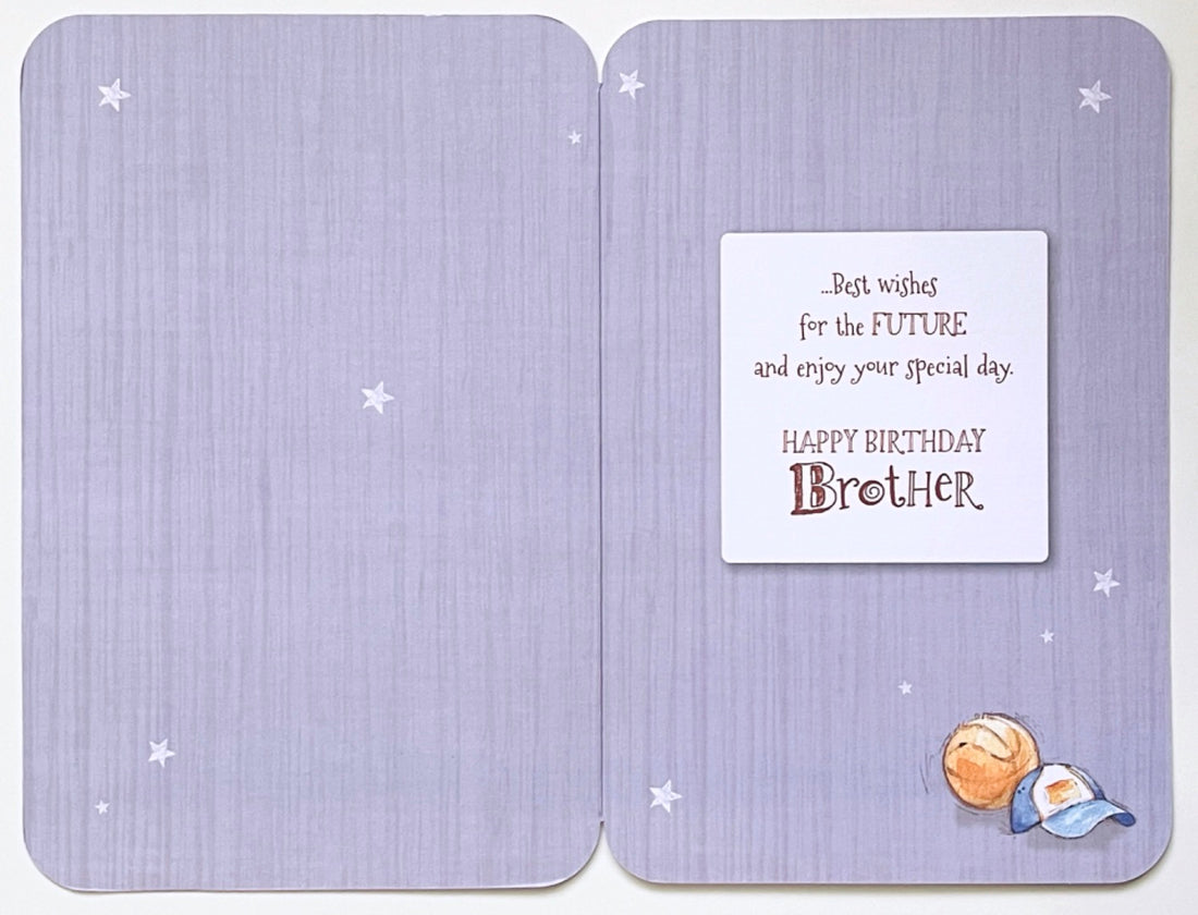 Brother Happy Birthday Card Fox Playing Basketball Shooting Hoops Cute Illustration