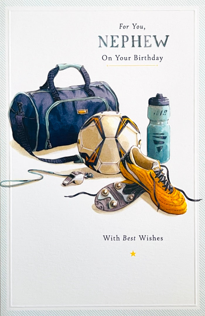 For You Nephew Happy Birthday Card - With Best Wishes - Football Kit Sports