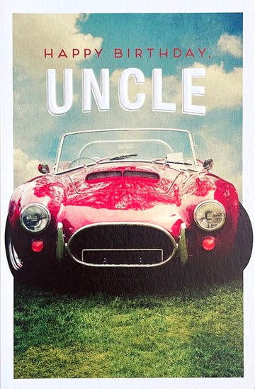 Uncle Happy Birthday Card Today's Your Day - Classic Red Convertible AC Car