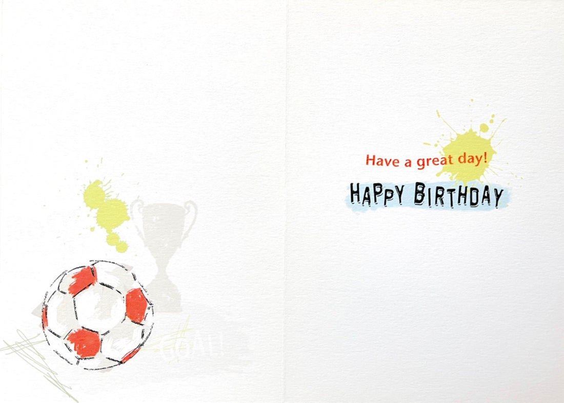 To a Special Great Grandson Happy Birthday Card Football Trophy Goal Foil Art