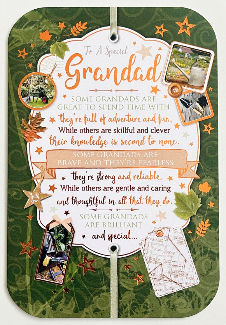 Special Grandad Happy Birthday Card with Lovely Verse - Gardening Allotment Nature