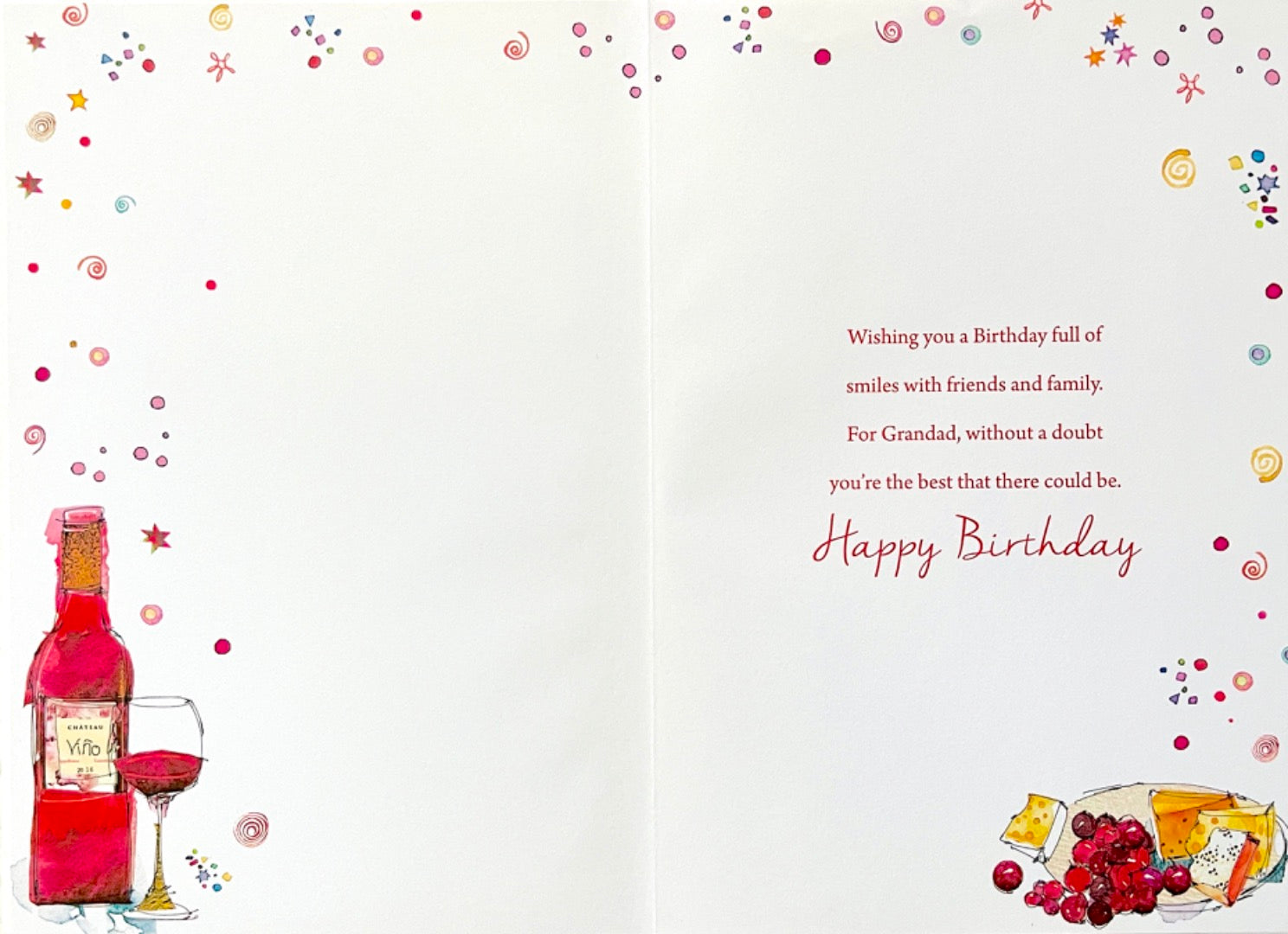 Special Grandad Happy Birthday Card with Lovely Verse Fine Red Wine Cheese Board