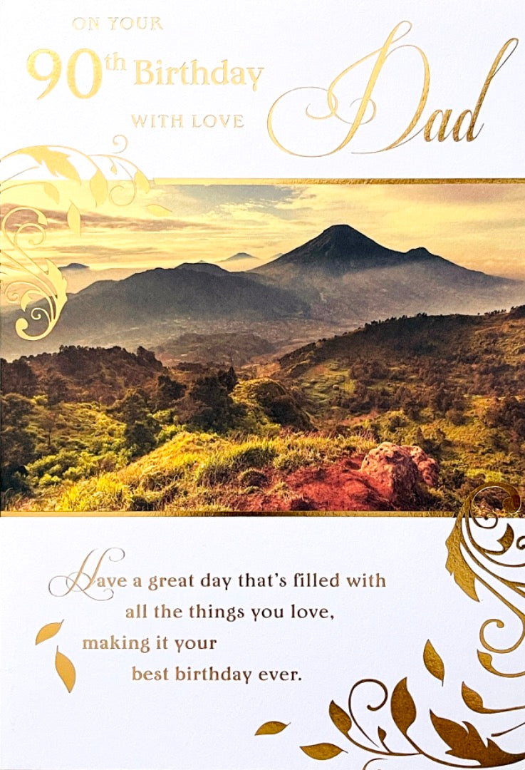 On Your 90th Birthday Dad Special Wishes Card with Love Picturesque Scenic Print Age 90